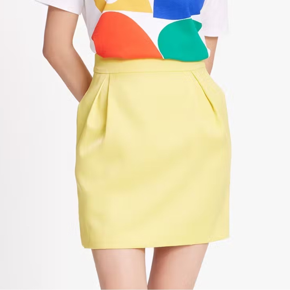 kate spade Women’s Duchess Satin Pencil Skirt 2 Light Chartreuse Yellow